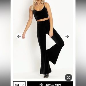 Black velvet flare leggings